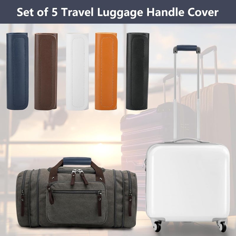 COSMOS 5 Pcs Luggage Handle Wraps Leather Grip Handle Cover Detachable Luggage Identifier Travel Bag Handle Cover Luggage Makers for Suitcase Travel Bag Trolley Case Travel Accessories - Image 5